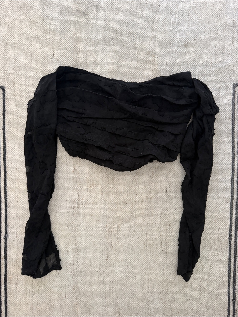 Free People Black Cropped Off-Shoulder Long Sleeve Top
